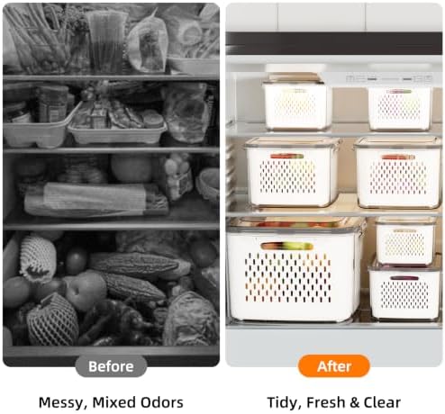 JOYZAN Fruit Storage Containers for Fridge with Airtight Lids 6 Pack - Image 4