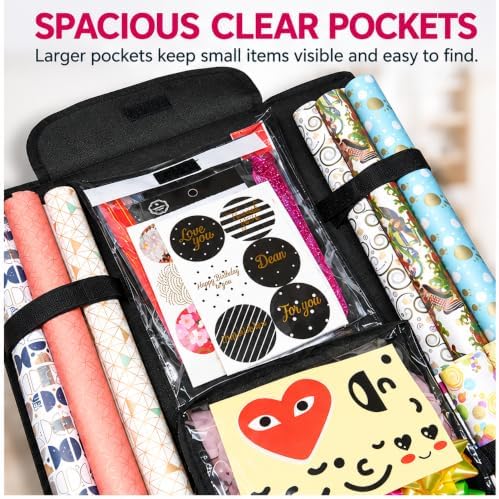 Freegrace Hanging Gift Wrap Organizer - Wrapping Paper Storage Bag, 41 Inch - Image 3