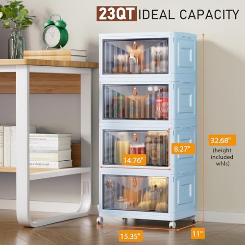 Wise Oannes Closet Organizers and storage with Wheels, 23QT Blue - Image 2