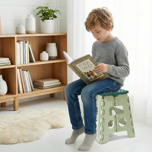 ACKO 13 Inch Folding Step Stool, Holds 300 lbs for Adults and Kids, Green - Image 3