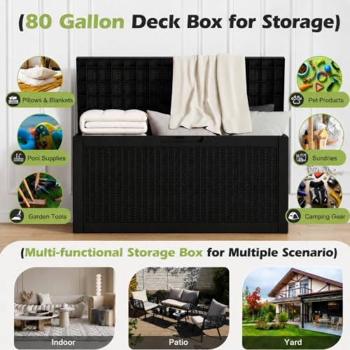 Outdoor Storage Box Waterproof, 80 Gallon Deck Box for Patio Storage - Image 4