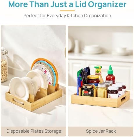 Vtopmart Bamboo Lid Organizers for Kitchen Cabinet Organizer with 7 Section - Image 7