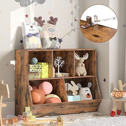 HOOBRO Kids Bookshelf, Bookcase Footboard, Toy Storage Cubby, 35.4" L Children's Toy Shelf, Toy Storage Cabinet, Fit for Children's Room, Playroom, Hallway, Kindergarten, Rustic Brown BF32CW01 - Image 6