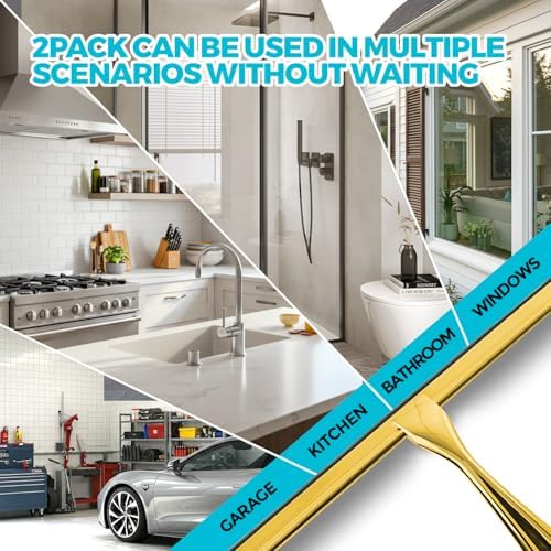 ALFLOD 2pcs Shower Squeegee for Glass Doors with Adhesive Hanging Hook Set - Image 2