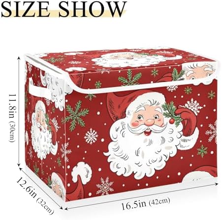 Christmas Santa Claus Storage Bins with Lids and Carrying Handle,Foldable Storage Boxes Organizer Containers Baskets Cube with Cover for Home Bedroom Closet Office - Image 3