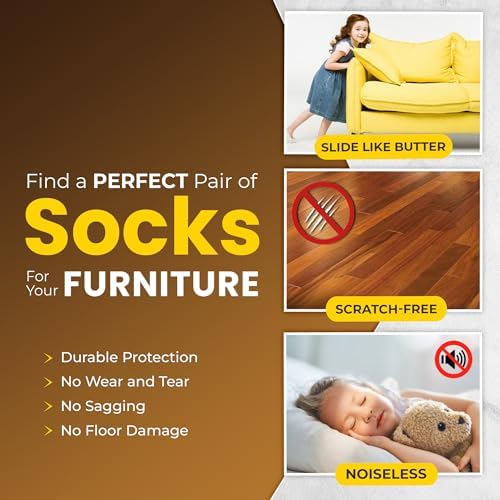 IAMZAY Chair Leg Socks 16 Pcs Gold Furniture Leg Covers Floor Protectors - Image 4