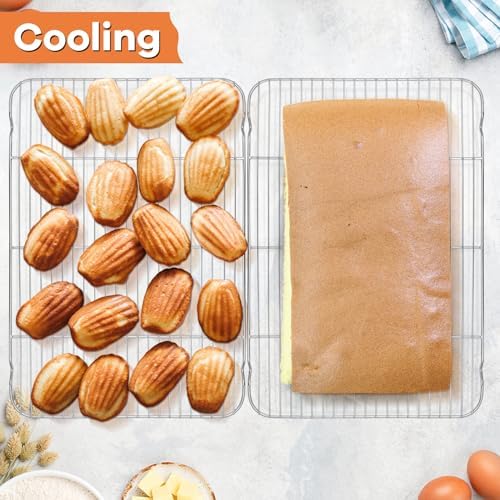 P&P CHEF Cooling Baking Rack Stainless Steel, 16.6" x 11.5", 2 Pcs, Silver - Image 6