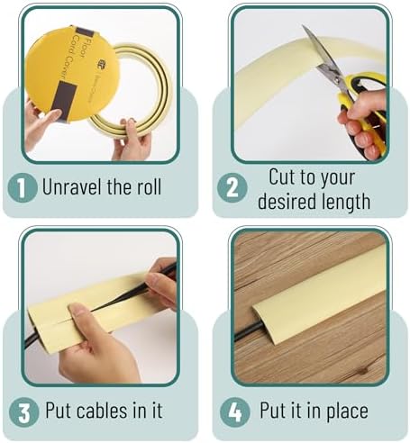 Bates- Floor Cord Cover, 30ft, Cable Cavity 0.6" (W) x 0.31" (H), Heavy Duty Wire Protector, PVC Extension Cords Hider, Protect Cords, Prevent Cable Trips, Cord Hider for Office, Home, Outdoor - Image 4
