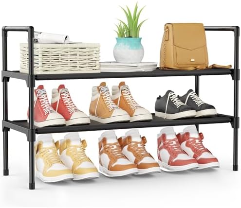 Kitsure Shoe Rack for Closet, Shoe Organizer, 27.6" Wide - 2 Tier, Black by Kitsure