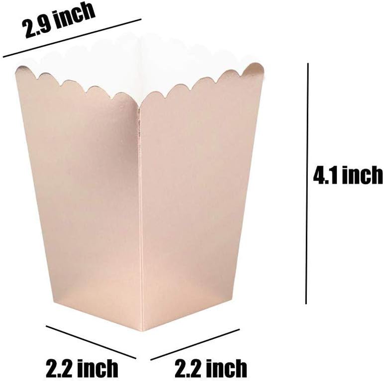 Rose Gold Popcorn Boxes Mini Paper Popcorn Box Cardboard Popcorn Container for Party, Pack of 12
