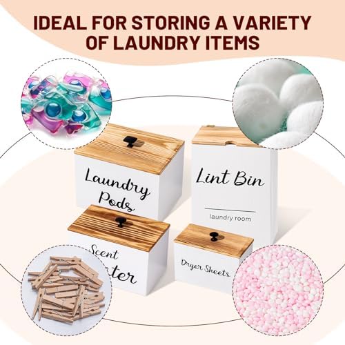 Dandat 4 Pcs Magnetic Laundry Room Organization Set, White - Image 5