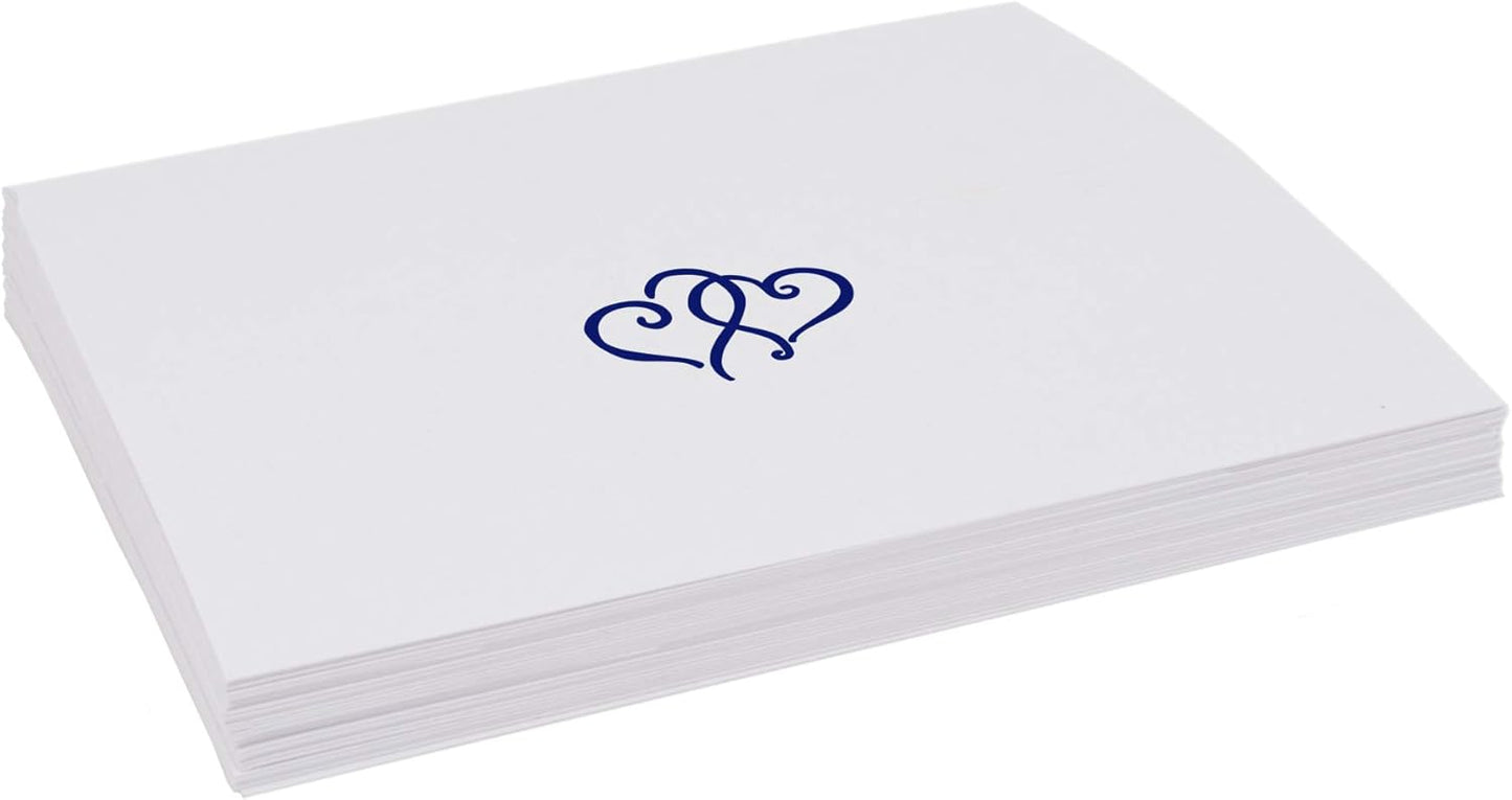Linked Hearts Place Cards, Navy (Choose Color), Set of 25, Pre-cut and Scored - Wedding, Party, Dinner, and Special Events - Made in the USA
