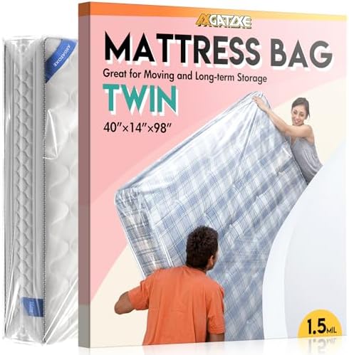 Axgatoxe Plastic Mattress Bag for Moving Storage, Twin Size (1.5MIL) by AXgatoxe