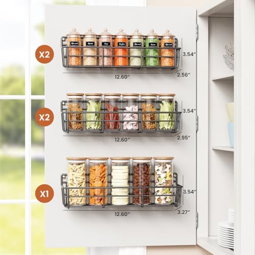 Mystozer Spice Rack Wall Mounted 5 Pack, For Spice Jars & Seasonings,Black - Image 2