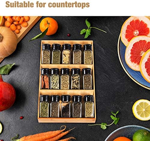 3-Tier Bamboo Drawer Spice Rack Wooden Kitchen Cabinet Spice Organizer Spice Jar Holder, Medicine/Health Care/Vitamin Bottles Storage Rack (Pre-Measure Drawer Dimensions), 1 Pack Drawer Rack - Image 7
