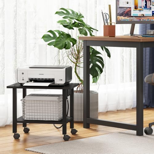 TUTOTAK Printer Stand, 2 Tier Rolling Printer Cart with Charging Station - Image 5
