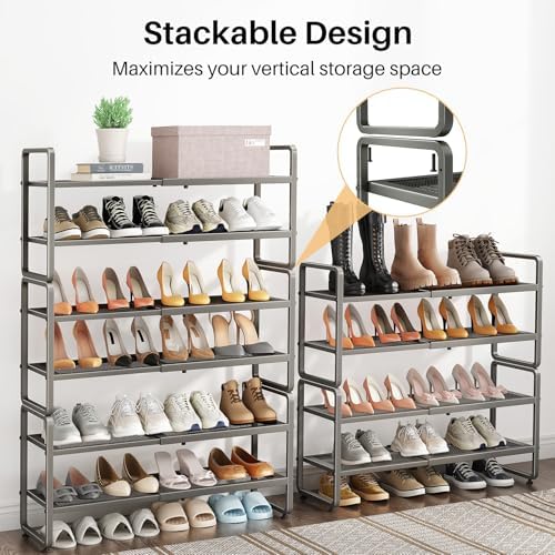 SNTD Expandable Metal Shoe Rack for Closet, Entryway & Garage, 4-Tier, Grey - Image 6