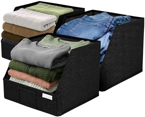 VIVIDECOR Open Front Trapezoid Closet Bins, Closet Shelf Organizer, Black by VIVIDECOR