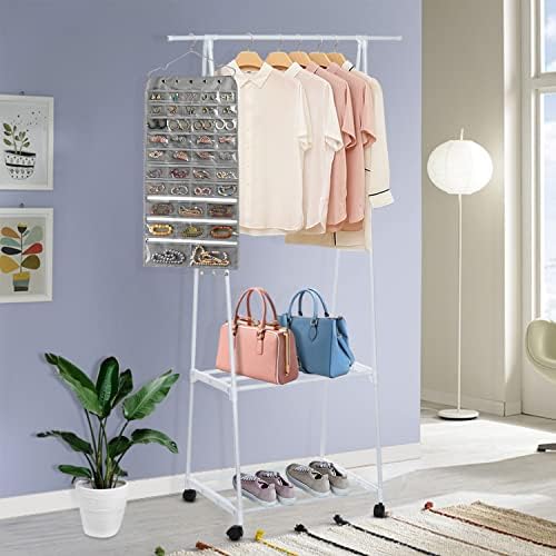 BB Brotrade Hanging Jewelry Organizer,Accessories Organizer,56 Pocket Organizer for Holding Jewelries (Grey-56 Pockets) - Image 4