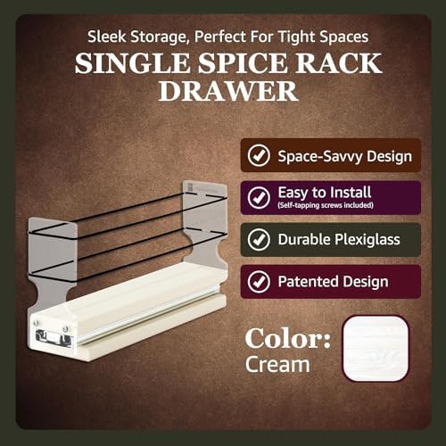 Vertical Spice Narrow Spice Rack -Sliding Spice Jars Organizer - Pantry Organizers & Storage - Slide Out Drawers for Kitchen Cabinets - Seasoning Caddy (2.3" W x 5.0" H x 10.6" D, Partially Assembled) - Image 6