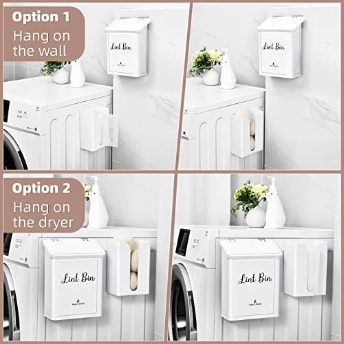 SUBEKYU Magnetic Lint Bin and Dryer Sheet Holder Set for Laundry Room,White - Image 5