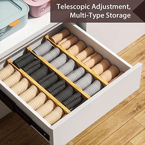 4 Pack Bamboo Drawer Dividers 17-22" Adjustable Kitchen Organizer, Natural - Image 6