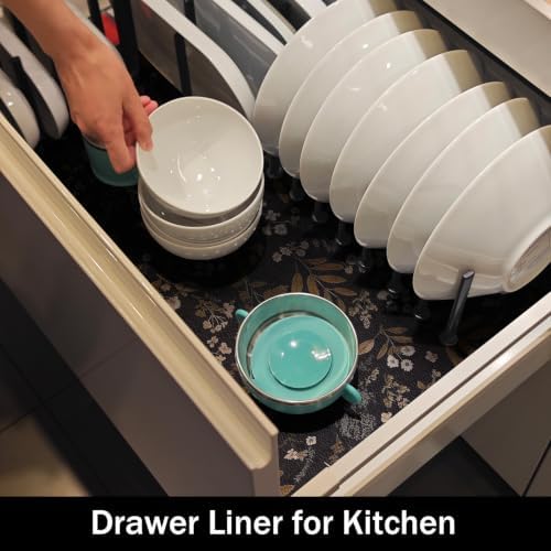Black Leaf Shelf Drawer Cabinet Liners Waterproof,24IN x 10FT - Image 6