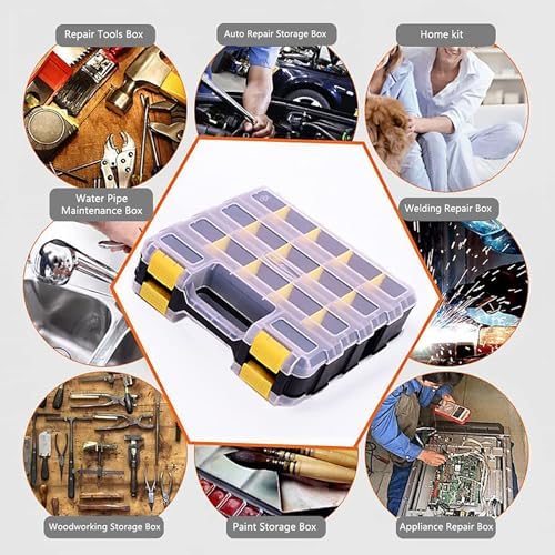 AIDY-PRO Tools Box Organizer Double Side 34 Compartments Hardware Organizers with Removable Plastic Dividers for Screws Nuts Nails - Image 2