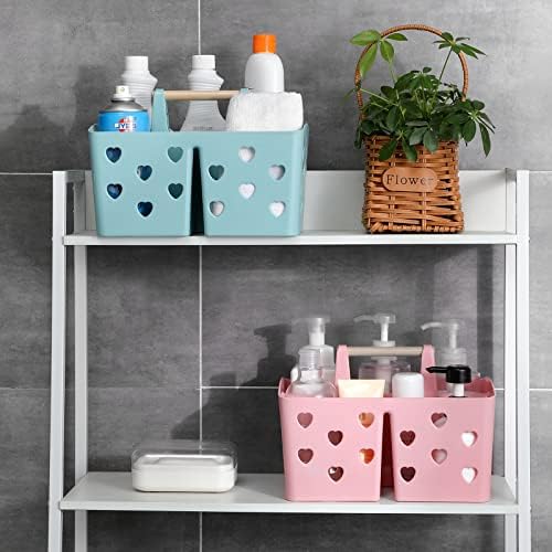 Portable Shower Caddy Plastic Shower Basket Organizer with Handle, Pink - Image 5