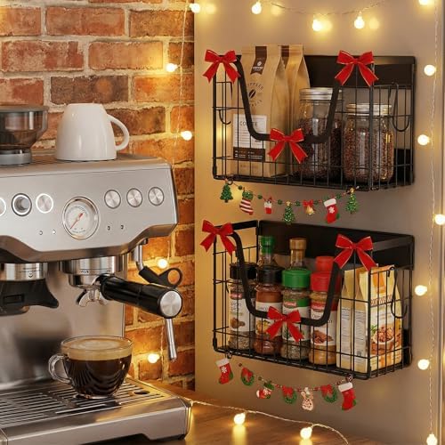 2-Pack Magnetic Shelves for Refrigerator – Heavy Duty Storage Baskets with Hooks, Space-Saving Fridge Organizer for Fruits, Vegetables, Snacks, Laundry & Kitchen Supplies - Image 6
