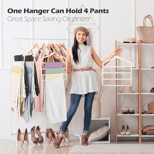 Velvet Pant Clothes Hanger Space Saving Non Slip Hanger Jean Slack Hangers - Image 4
