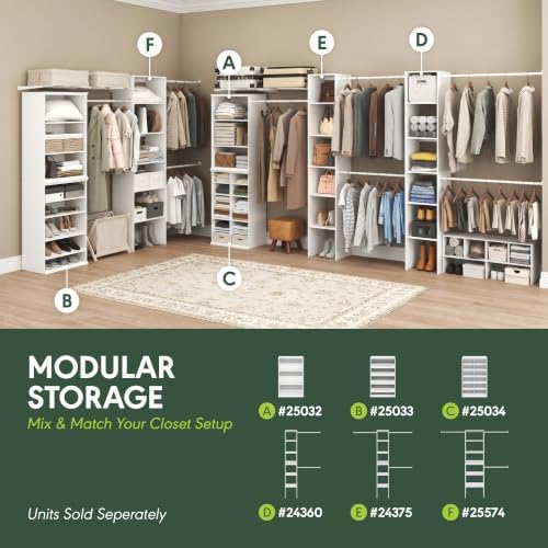 Furinno Fano 3-Tier Closet Organizers and Storage, Plain White - Image 6