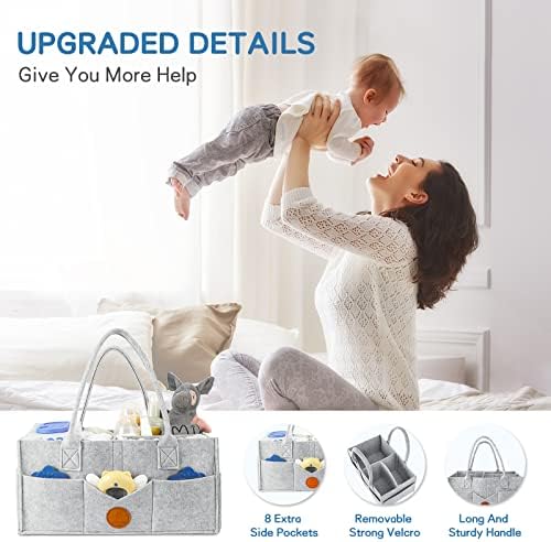 Maliton Felt Diaper Caddy Organizer for Changing Table - Large, Grey - Image 4
