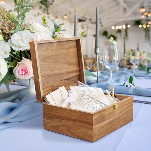 DRASTAR Wooden Keepsake Box, Large Acacia Storage Memory Box with a Hinged Lid for Crafts and Photo Storage - Image 7