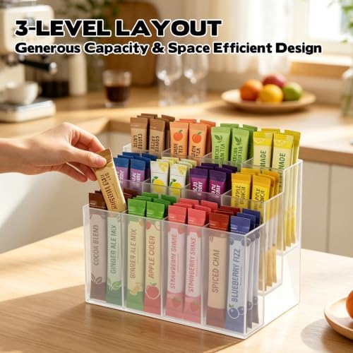 3-Tier Drink Packet Organizer, Water Flavor Packet Holder with 12 Slots - Image 4