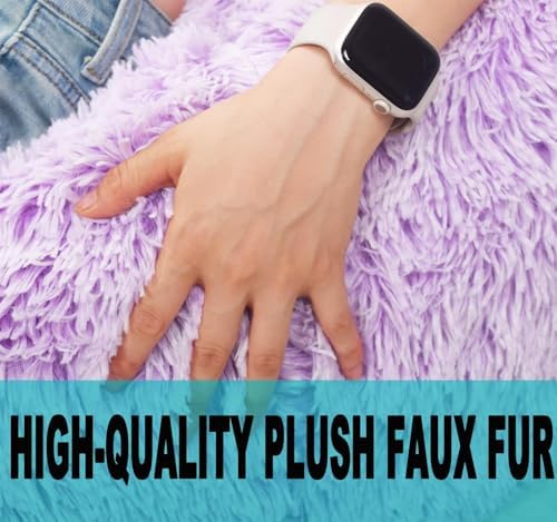 Fluffy Stuffed Animal Storage Bean Bag Chair Cover (No Filler), Faux Fur Comfy Bean Bag Cover for Organizing Plush Toys or Textile, for Adults Teens Kids Girls, Lavender - Image 6
