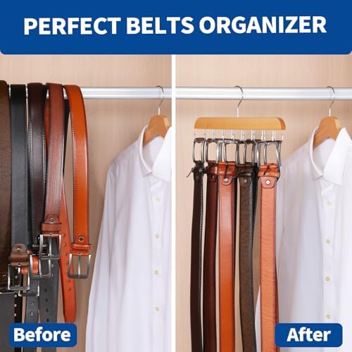 Belt Hanger for Closet, 2 Pack Closet Organizers, Natural - Image 3