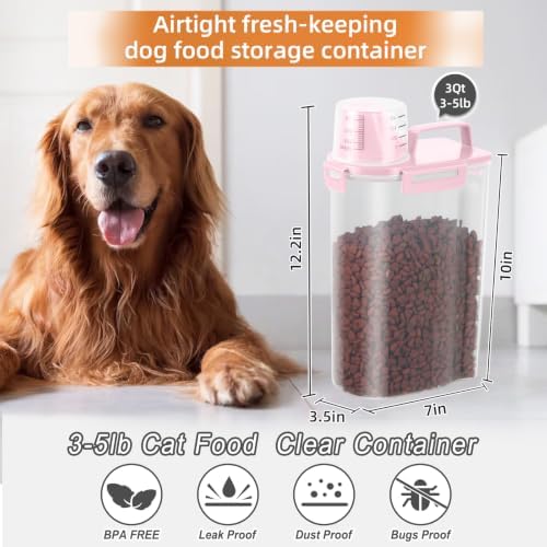 LEAWALK 3-5Lbs Airtight Small Dog Cat Pet Food Storage Container-Pink 2Pack - Image 6