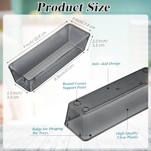 Maitys 12 Pcs Plastic Drawer Organizers, Silverware Tray, 9 x 3 x 2", Black - Image 2