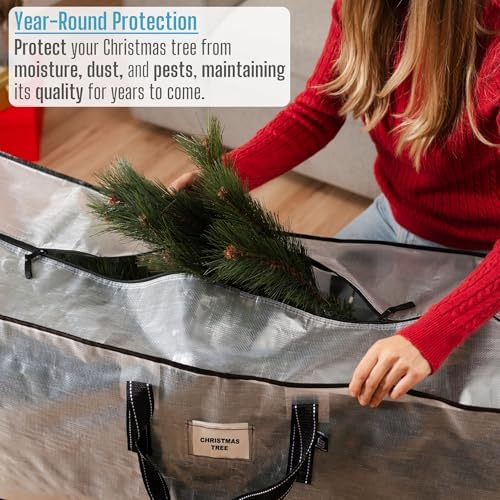VENO 2 Pack Clear Christmas Tree Storage Bag - Fits 9 Ft Artificial Trees, Heavy Duty Large Bags with Zipper, Durable Handles, and Labeling Card Slot, Alternative to Storage Boxes with Lids (2 Pack) - Image 5