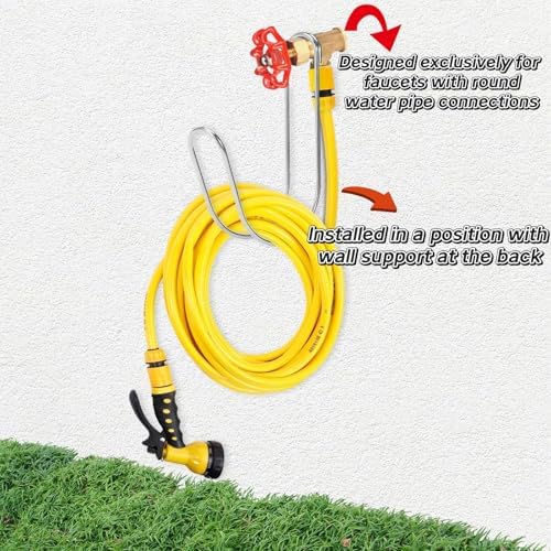Garden Hose Holder Water Hose Storage Hook Hose Hanger,304Stainless Steel Solid Hose Hook Holds Up to 50Ft Hose Perfect for Garage, Garden, Tool Room(Chrome 1pcs) - Image 3
