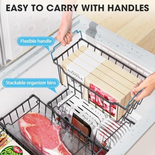 SUNALLY Freezer Organizer Bins, 4 Pack Stackable Pantry Storage Bins, Black - Image 4