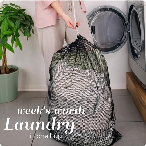 Handy Laundry Mesh XL Laundry Bag 24"x36", Heavy Duty Drawstring, Black - Image 3