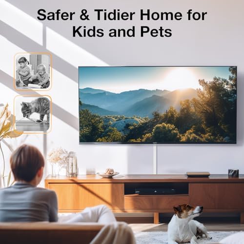 Delamu Cord Covers for Wires on Wall, 113.4in TV Cord Hider, Self-adhesive Cable Hider Cable Cover Raceway, Paintable Wire Hider Wire Covers for Cords, Hide Cords Wall Mounted Tv, W0.95×H0.55in, White - Image 6