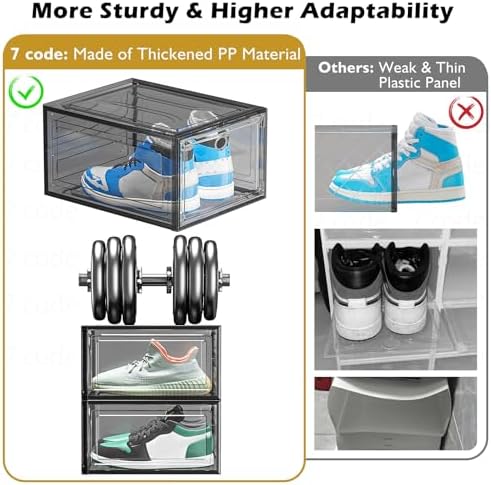 Sturdy Clear Shoe Organizer with Magnetic Door, Stackable Shoe Storage Box - Image 5