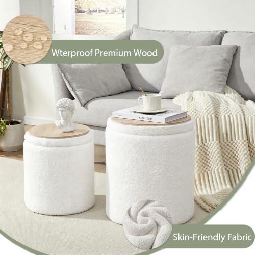 Royal Windsor Round Ottoman with Storage Set of 2, Storage Vanity Stool - Image 5