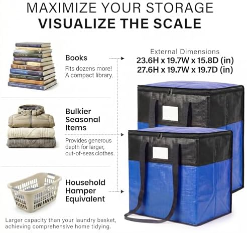 4Pack (110L*2+180L*2) Extra Large Moving Bags, Blue - Image 2