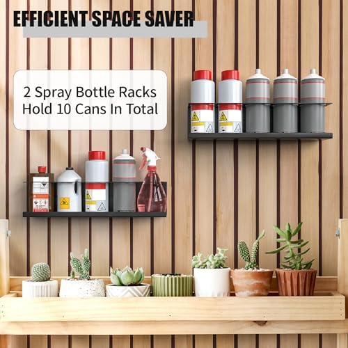 Riciakik 2 Pack Wall-Mounted Aerosol Spray Can Holder Storage Rack, Heavy-Duty Paint Bottle Organizer With 10 Holes, Black Spray Steel Rack for Garage, Shop, Home or Tool Trailer - Image 5