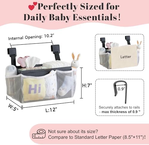 2-Pack Hanging Diaper Organizer for Crib, Playpen, Bassinet & Pack n Play - Image 3