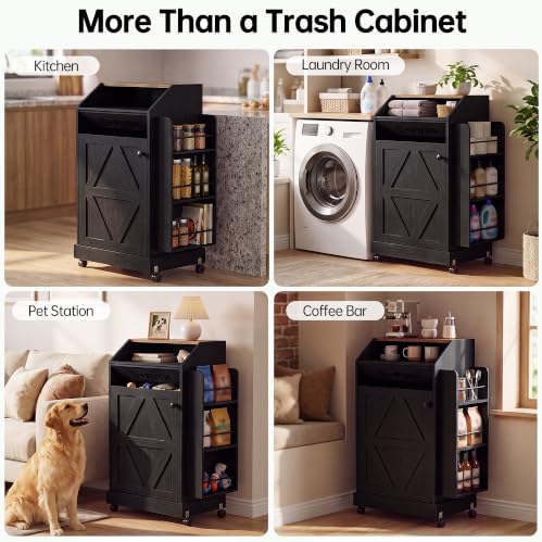 YESHOMY 13 Gallon Kitchen Trash Can Cabinet with Push Door (Black) - Image 5